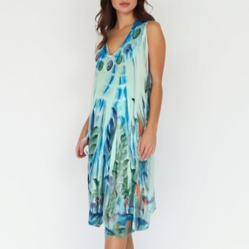 ❤️ Divine Sunset Romantic rayon dress asymmetrical hemmed OS